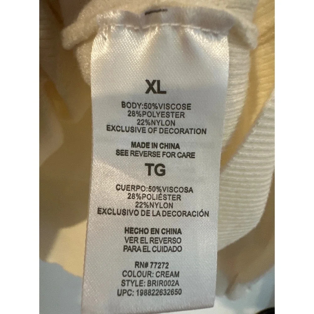 Bridgerton Netflix Cream Lace Bow Applique Sweater XL BRIR002A Regencycore